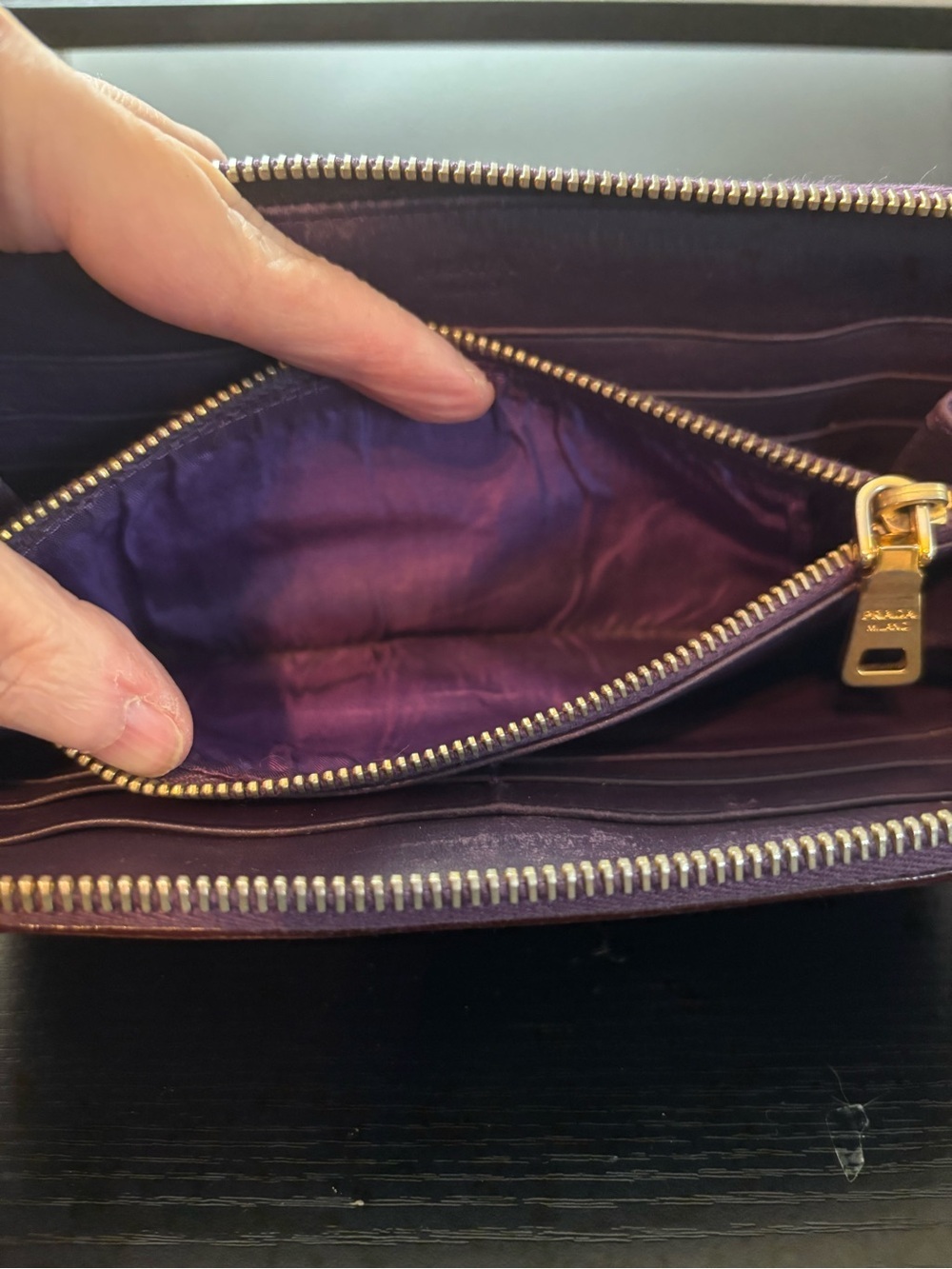 Authentic Prada Tessuto Nylon Zip-Around Long Wallet – Violet/Purple - Picture 10 of 12